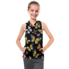 Flowers Butterfly Blooms Flowering Spring Kids  Sleeveless Hoodie by Simbadda