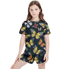 Flowers Butterfly Blooms Flowering Spring Kids  Tee And Sports Shorts Set by Simbadda