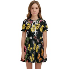 Flowers Butterfly Blooms Flowering Spring Kids  Sweet Collar Dress by Simbadda