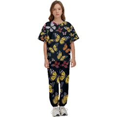 Flowers Butterfly Blooms Flowering Spring Kids  Tee And Pants Sports Set by Simbadda