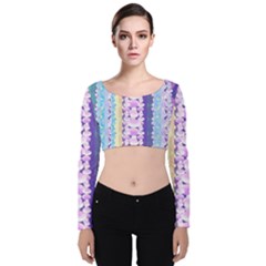 Background Graphic Beautiful Wallpaper Art Velvet Long Sleeve Crop Top by Simbadda