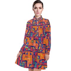 Background Graphic Beautiful Wallpaper Art Abstract Long Sleeve Chiffon Shirt Dress by Simbadda