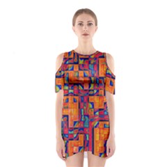 Background Graphic Beautiful Wallpaper Art Abstract Shoulder Cutout One Piece Dress by Simbadda