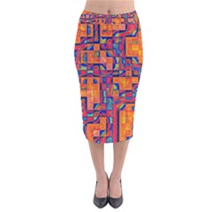 Background Graphic Beautiful Wallpaper Art Abstract Velvet Midi Pencil Skirt by Simbadda