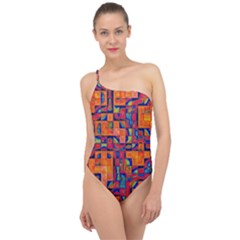 Background Graphic Beautiful Wallpaper Art Abstract Classic One Shoulder Swimsuit by Simbadda