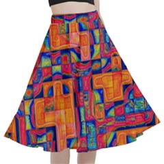 Background Graphic Beautiful Wallpaper Art Abstract A-line Full Circle Midi Skirt With Pocket by Simbadda