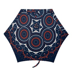 Mandala Orange Navy Mini Folding Umbrellas by Simbadda