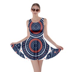 Mandala Orange Navy Skater Dress by Simbadda