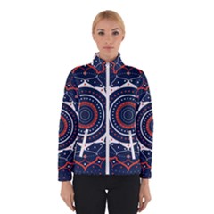 Mandala Orange Navy Women s Bomber Jacket by Simbadda