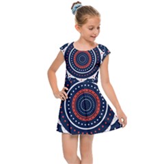 Mandala Orange Navy Kids  Cap Sleeve Dress by Simbadda