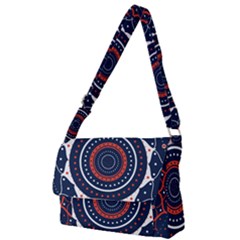 Mandala Orange Navy Full Print Messenger Bag (s) by Simbadda