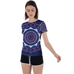 Mandala Orange Navy Back Circle Cutout Sports Tee by Simbadda