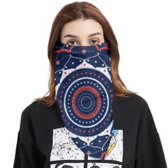 Mandala Orange Navy Face Covering Bandana (triangle) by Simbadda