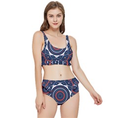 Mandala Orange Navy Frilly Bikini Set by Simbadda