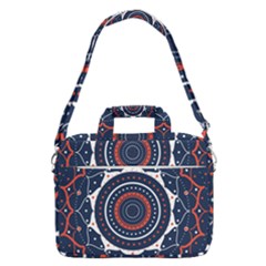 Mandala Orange Navy Macbook Pro 16  Shoulder Laptop Bag by Simbadda