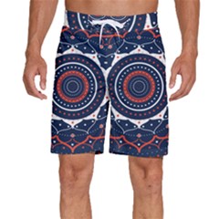 Mandala Orange Navy Men s Beach Shorts