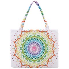 Mandala Pattern Rainbow Pride Mini Tote Bag by Simbadda