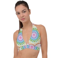 Mandala Pattern Rainbow Pride Halter Plunge Bikini Top by Simbadda