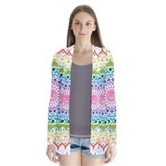 Mandala Pattern Rainbow Pride Drape Collar Cardigan by Simbadda