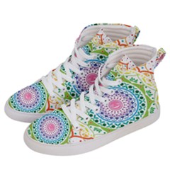 Mandala Pattern Rainbow Pride Women s Hi-top Skate Sneakers by Simbadda