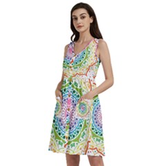 Mandala Pattern Rainbow Pride Sleeveless Dress With Pocket by Simbadda