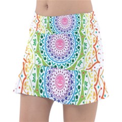 Mandala Pattern Rainbow Pride Classic Tennis Skirt by Simbadda