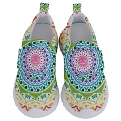 Mandala Pattern Rainbow Pride Kids  Velcro No Lace Shoes by Simbadda