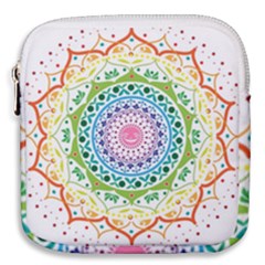 Mandala Pattern Rainbow Pride Mini Square Pouch by Simbadda