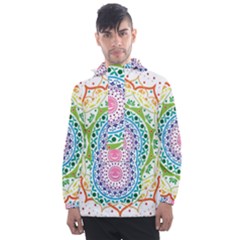 Mandala Pattern Rainbow Pride Men s Front Pocket Pullover Windbreaker by Simbadda