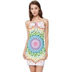 Mandala Pattern Rainbow Pride Summer Tie Front Dress by Simbadda