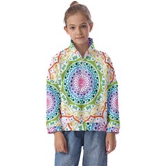 Mandala Pattern Rainbow Pride Kids  Half Zip Hoodie by Simbadda