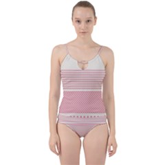 Background Pink Beige Decorative Texture Craft Cut Out Top Tankini Set by Simbadda