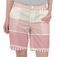 Background Pink Beige Decorative Texture Craft Women s Pocket Shorts by Simbadda