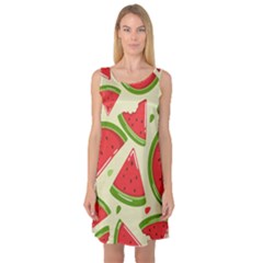 Cute Watermelon Seamless Pattern Sleeveless Satin Nightdress by Simbadda