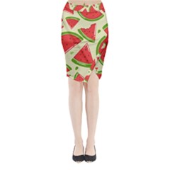 Cute Watermelon Seamless Pattern Midi Wrap Pencil Skirt by Simbadda