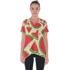 Cute Watermelon Seamless Pattern Cut Out Side Drop Tee by Simbadda