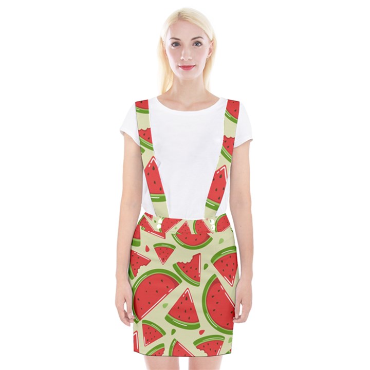 Cute Watermelon Seamless Pattern Braces Suspender Skirt