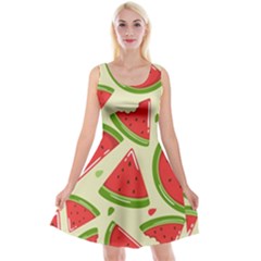 Cute Watermelon Seamless Pattern Reversible Velvet Sleeveless Dress