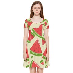 Cute Watermelon Seamless Pattern Inside Out Cap Sleeve Dress by Simbadda