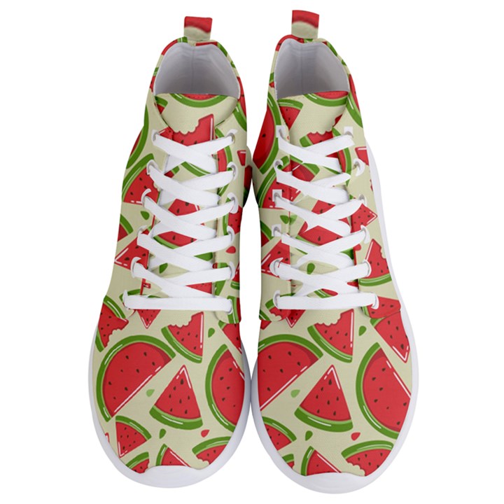 Cute Watermelon Seamless Pattern Men s Lightweight High Top Sneakers