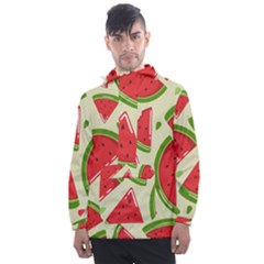 Cute Watermelon Seamless Pattern Men s Front Pocket Pullover Windbreaker by Simbadda