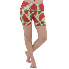 Cute Watermelon Seamless Pattern Lightweight Velour Yoga Shorts by Simbadda