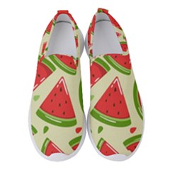 Cute Watermelon Seamless Pattern Women s Slip On Sneakers by Simbadda