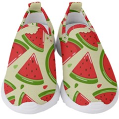 Cute Watermelon Seamless Pattern Kids  Slip On Sneakers by Simbadda