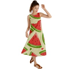 Cute Watermelon Seamless Pattern Summer Maxi Dress by Simbadda