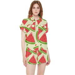 Cute Watermelon Seamless Pattern Chiffon Lounge Set by Simbadda