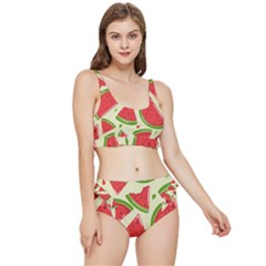 Cute Watermelon Seamless Pattern Frilly Bikini Set by Simbadda