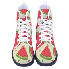 Cute Watermelon Seamless Pattern Women s High-top Canvas Sneakers