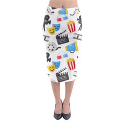 Cinema Icons Pattern Seamless Signs Symbols Collection Icon Midi Pencil Skirt by Simbadda