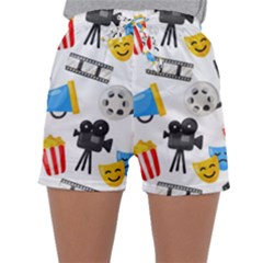 Cinema Icons Pattern Seamless Signs Symbols Collection Icon Sleepwear Shorts by Simbadda